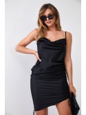 Tailliertes Kleid mit Rüschen, schwarz FG643 – Online-Shop – Boutique